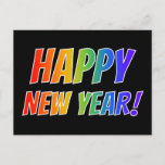 [ Thumbnail: Fun, Colorful, Rainbow Spectrum "Happy New Year!" Postcard ]