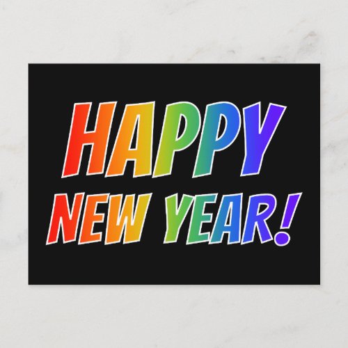 Fun Colorful Rainbow Spectrum HAPPY NEW YEAR Postcard