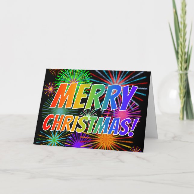 Fun, Colorful, Rainbow Spectrum "MERRY CHRISTMAS!" Card (Front)