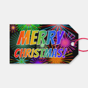 Fun, Colorful, Rainbow Spectrum "MERRY CHRISTMAS!" Gift Tags