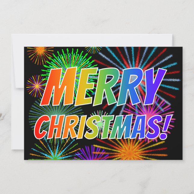 Fun, Colorful, Rainbow Spectrum "MERRY CHRISTMAS!" Holiday Card (Front)