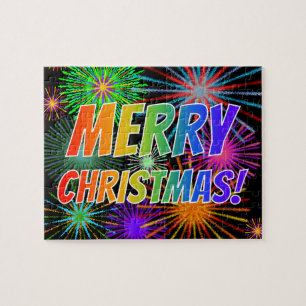 Fun, Colorful, Rainbow Spectrum "MERRY CHRISTMAS!" Jigsaw Puzzle