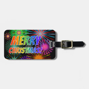 Fun, Colorful, Rainbow Spectrum "MERRY CHRISTMAS!" Luggage Tag