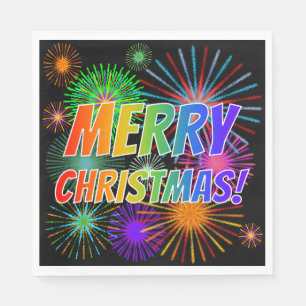 Fun, Colorful, Rainbow Spectrum "MERRY CHRISTMAS!" Napkins