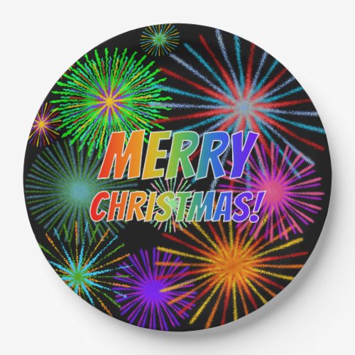 Fun Colorful Rainbow Spectrum MERRY CHRISTMAS Paper Plates