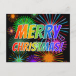 [ Thumbnail: Fun, Colorful, Rainbow Spectrum "Merry Christmas!" Postcard ]