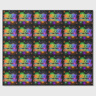 Fun, Colorful, Rainbow Spectrum "MERRY CHRISTMAS!" Wrapping Paper