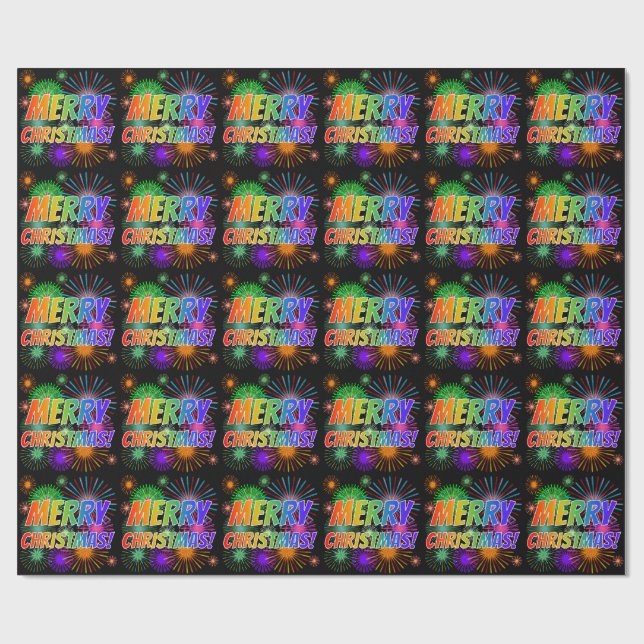 Fun, Colorful, Rainbow Spectrum "MERRY CHRISTMAS!" Wrapping Paper (Flat)