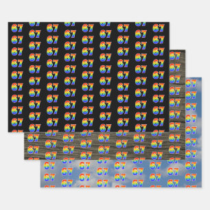 Fun, Colorful, Rainbow Spectrum Pattern 67 Event # Wrapping Paper Sheets
