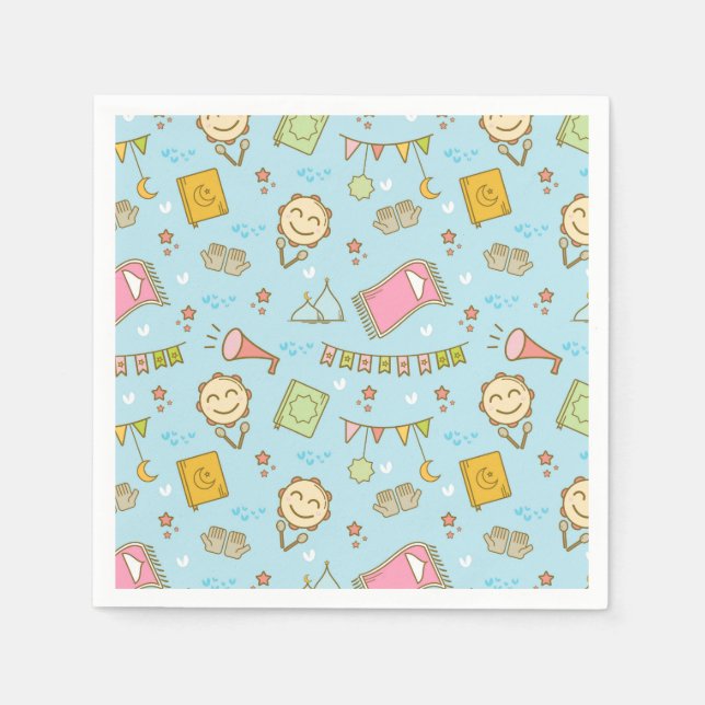 Fun Colorful Ramadan & Eid Party Napkins (Front)