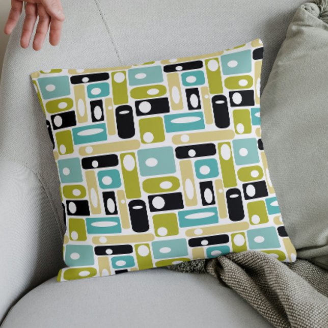 Fun Colorful Rectangles 1960s Mid Century Throw Pillow (Creator Uploaded)