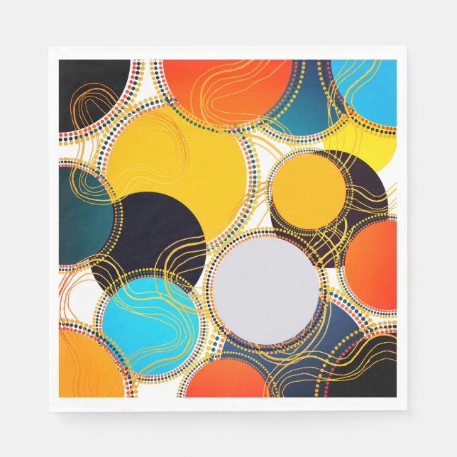 Fun Colorful Retro Abstract Freeform Party Napkins (Front)