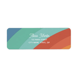 Fun & Colorful Retro Groovy Rainbow Return Address Label