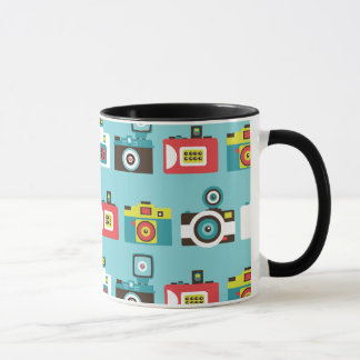 Fun Colorful Retro Lomo Cameras Pattern (Blue) Mug