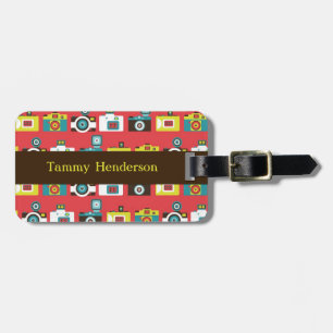 Fun Colorful Retro Lomo Cameras Pattern Luggage Tag