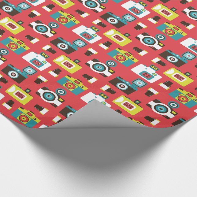 Fun Colorful Retro Lomo Cameras Pattern Wrapping Paper (Corner)