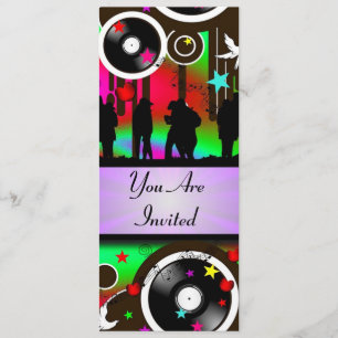 Fun colorful retro music party invitation