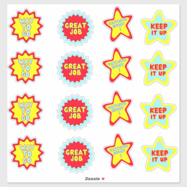 Fun Colorful Reward School Teacher Stickers (Sheet)