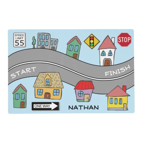 Fun Colorful Road Map Kids Mealtime Placemat