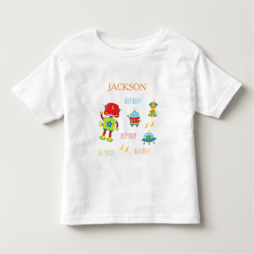Fun Colorful Robot Beep Boop Boy Toddler T_shirt