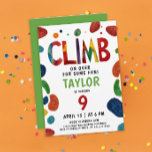Fun Colorful Rock Climbing Wall Kid Birthday Party Invitation<br><div class="desc">Get ready for an exciting climbing birthday party, indoors or outdoors, with our vibrant invitation! Featuring colorful abstract geometric climbing rocks on a white backdrop, this design sets the stage for an energetic celebration. Bold green, red, and black sporty fonts make it perfect for a kid’s or teenager’s birthday bash....</div>