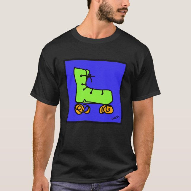 Fun colorful roller skates  Green T-Shirt (Front)