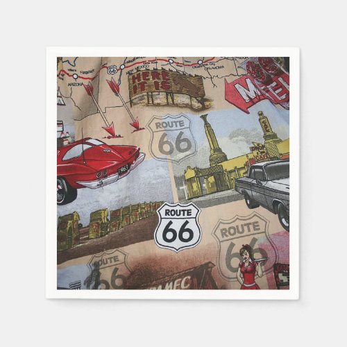Fun Colorful Route 66 Collage Pattern Napkins