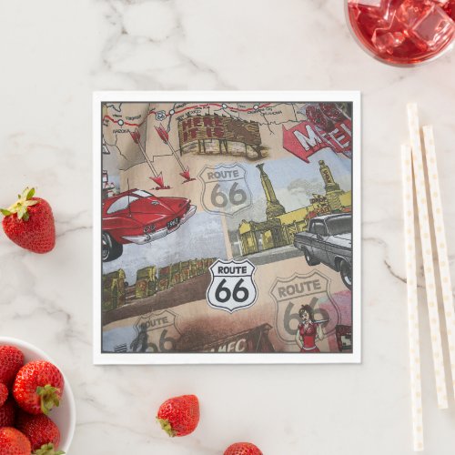 Fun Colorful Route 66 Collage Pattern Napkins