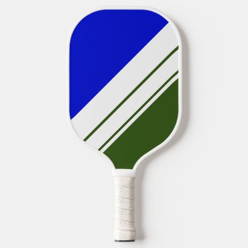 Fun Colorful Royal Blue Forest Green White Stripes Pickleball Paddle