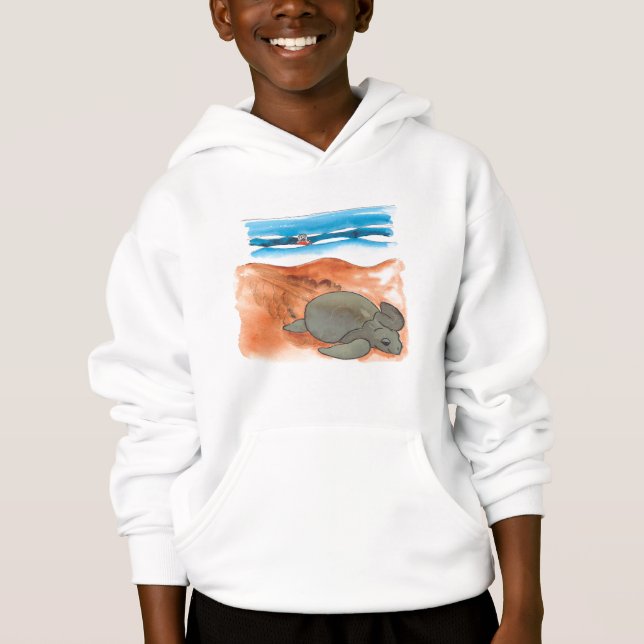 Fun Colorful Sea Turtle Beach Boy's Hoodie (Front)