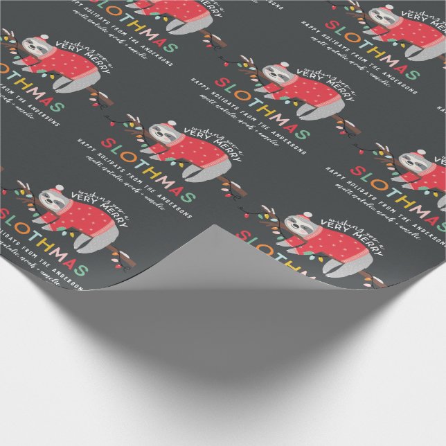 fun colorful sloth christmas wrapping paper (Corner)
