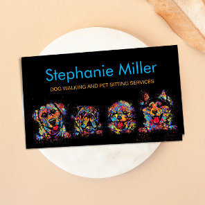 Fun Colorful Splatter Dogs - Dog Walker /Sitter Business Card