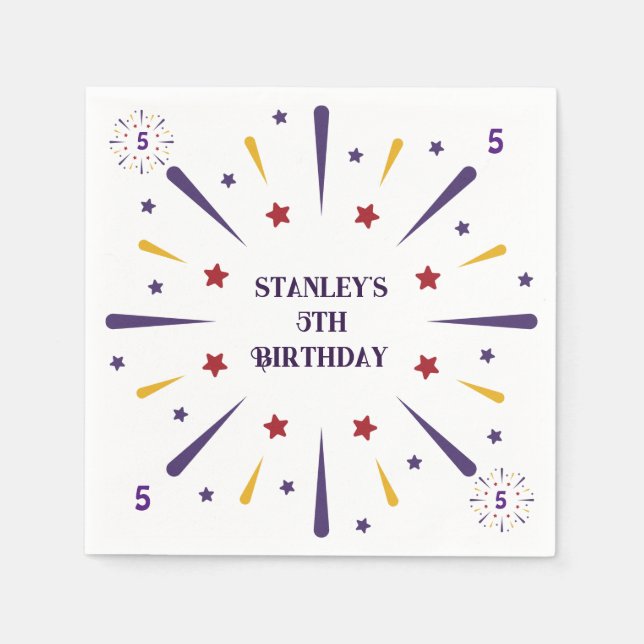 Fun Colorful Star Birthday Party  Napkins (Front)