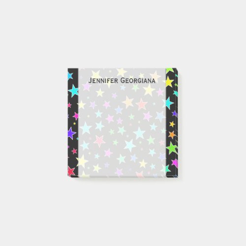 Fun Colorful Stars Pattern  Custom Name Note