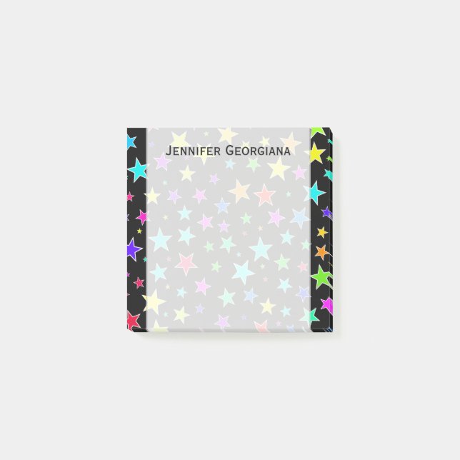 Fun, Colorful Stars Pattern + Custom Name Note (Front)