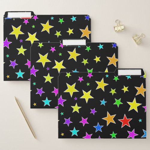 Fun Colorful Stars Pattern File Folders