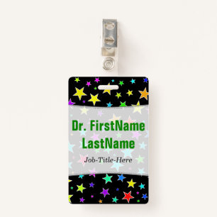 Fun, Colorful Stars Pattern; Personalized Name Badge