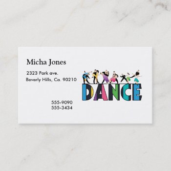 Fun & Colorful Striped Dancers Dance Business Card by StarStruckDezigns at Zazzle