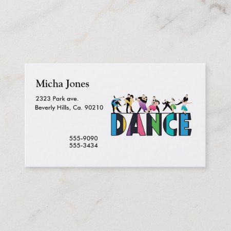 Fun & Colorful Striped Dancers Dance Business Card