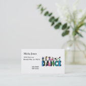 Fun & Colorful Striped Dancers Dance Business Card (Standing Front)