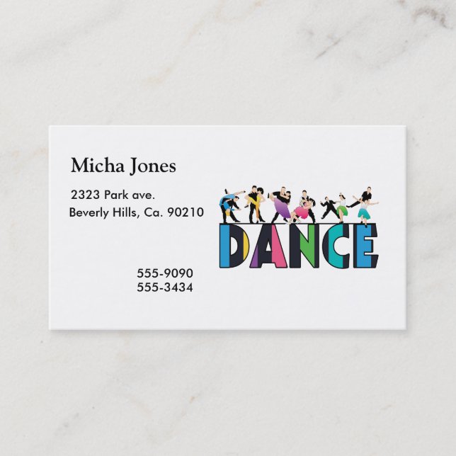 Fun & Colorful Striped Dancers Dance Business Card (Front)