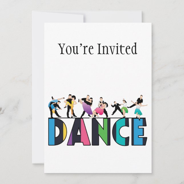 Fun & Colorful Striped Dancers Dance Invitation (Front)