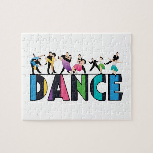 Fun  Colorful Striped Dancers Dance Jigsaw Puzzle