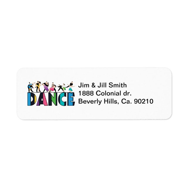 Fun & Colorful Striped Dancers Dance Label (Front)
