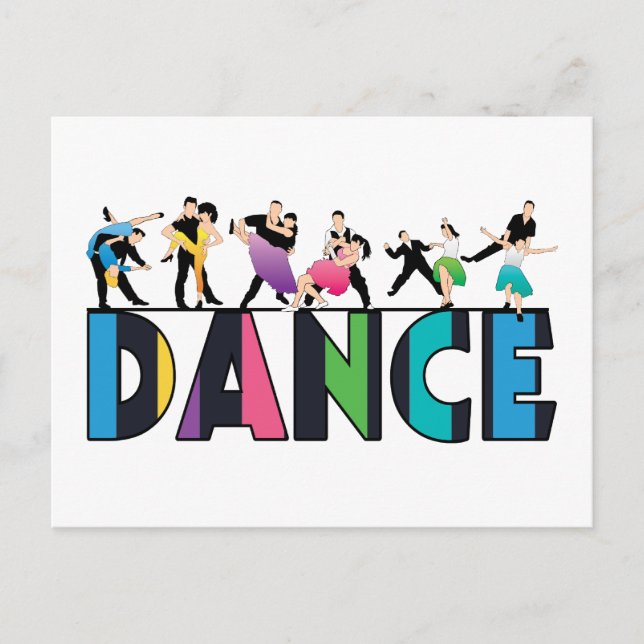 Fun & Colorful Striped Dancers Dance Postcard (Front)