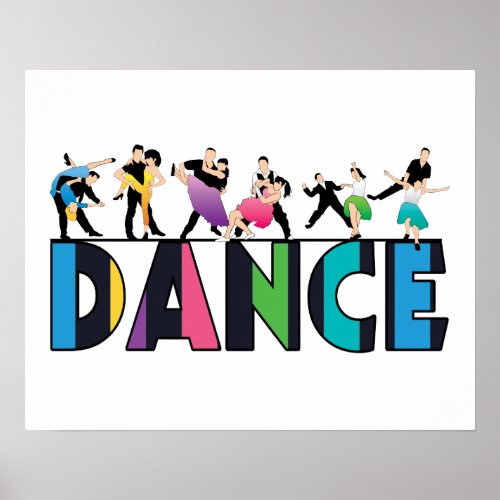 Fun  Colorful Striped Dancers Dance Poster