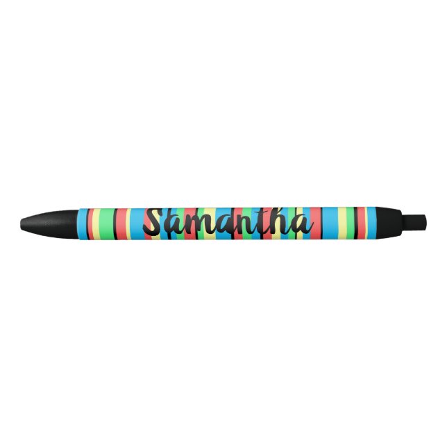 Fun Colorful Striped Editable Personalized Pen (Front)