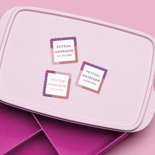 Fun colorful stripes cute pink purple kids' labels