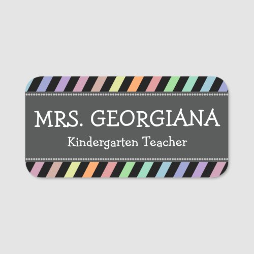 Fun Colorful Stripes Personalized Teacher Name Name Tag