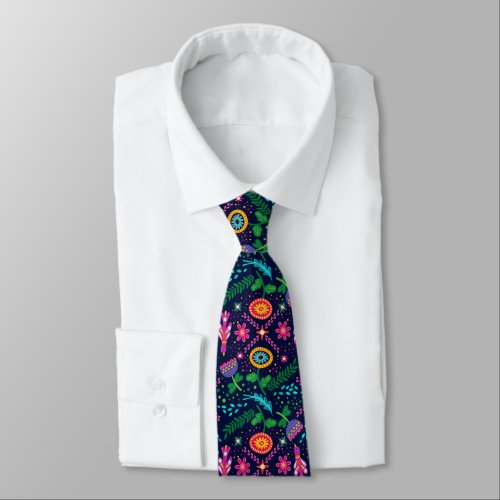 Fun Colorful Stylized Floral Neck Tie